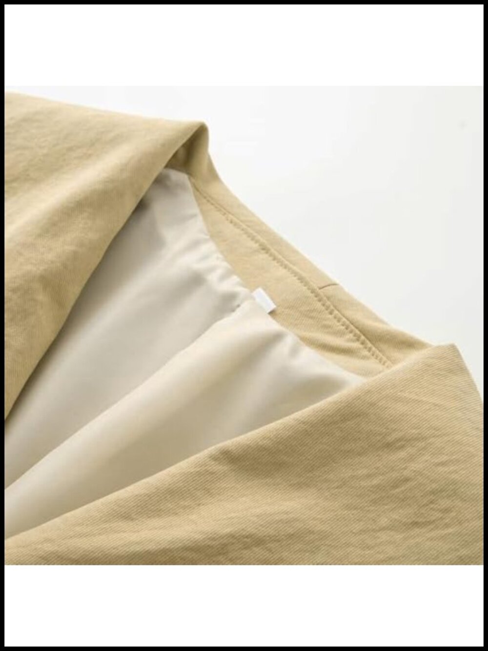 Oversized Cropped Trench Jacket with Lapel Collar Long Sleeves Elastic Cuffs - Picture 2 of 6